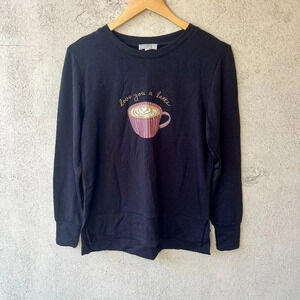 Loft Love You Latte Black Lounge Sweatshirt XS